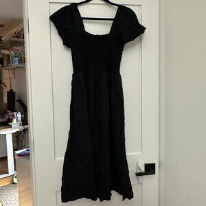 LAST CHANCE - Madewell Black Flutter-Sleeve Square Neck Maxi Dress S